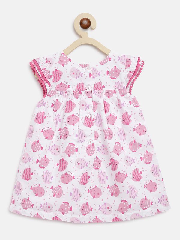 Printed Dress - Pink Fishes image number null